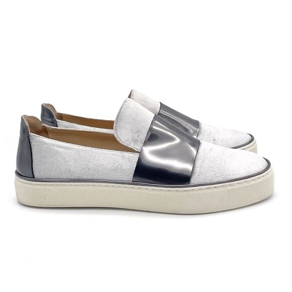 Stuart Weitzman Boyband Argento Velvet Platform Sneaker Silver Platinum Size 8 - Picture 7 of 16